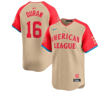 Men's American League #16 Jarren Duran Cream 2024 All-Star Limited Stitched Baseball Jersey