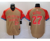 Men's Houston Astros #27 Jose Altuve Number Cream 2024 All Star Limited Stitched Jersey