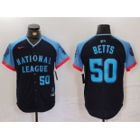 Men's Los Angeles Dodgers #50 Mookie Betts Number Navy 2024 All Star Limited Stitched Jersey