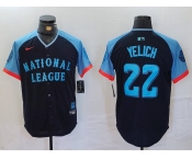 Men's Milwaukee Brewers #22 Christian Yelich Navy 2024 All Star Limited Stitched Jersey