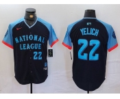 Men's Milwaukee Brewers #22 Christian Yelich Number Navy 2024 All Star Limited Stitched Jersey