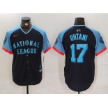 Men's National League #17 Shohei Ohtani Navy 2024 All-Star Limited Stitched Baseball Jersey