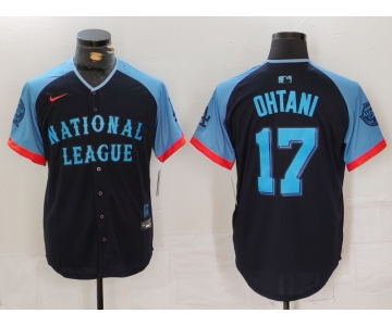 Men's National League #17 Shohei Ohtani Navy 2024 All-Star Limited Stitched Baseball Jersey