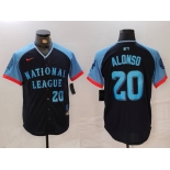 Men's New York Mets #20 Pete Alonso Number Navy 2024 All Star Limited Stitched Jersey