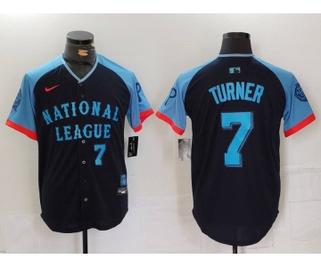 Men's Philadelphia Phillies #7 Trea Turner Number Navy 2024 All Star Limited Stitched Jersey