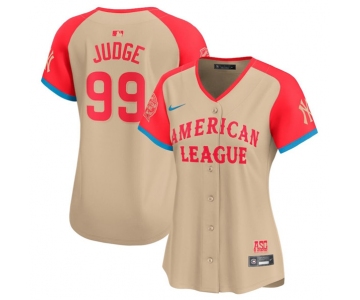 Women's American League #99 Aaron Judge Cream 2024 All-Star Limited Stitched Baseball Jersey(Run Small)