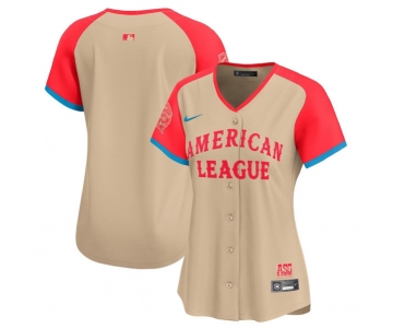 Women's American League Blank Cream 2024 All-Star Limited Stitched Baseball Jersey(Run Small)