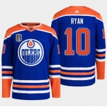 Men's Edmonton Oilers #10 Derek Ryan Royal 2024 Stanley Cup Final Patch Stitched Jersey