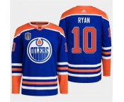 Men's Edmonton Oilers #10 Derek Ryan Royal 2024 Stanley Cup Final Patch Stitched Jersey