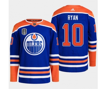 Men's Edmonton Oilers #10 Derek Ryan Royal 2024 Stanley Cup Final Patch Stitched Jersey