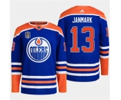 Men's Edmonton Oilers #13 Mattias Janmark Royal 2024 Stanley Cup Final Patch Stitched Jersey