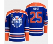 Men's Edmonton Oilers #25 Darnell Nurse Royal 2024 Stanley Cup Final Patch Stitched Jersey