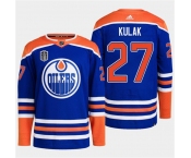 Men's Edmonton Oilers #27 Brett Kulak Royal 2024 Stanley Cup Final Patch Stitched Jersey