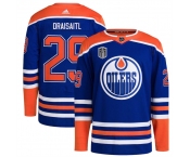 Men's Edmonton Oilers #29 Leon Draisaitl Royal 2024 Stanley Cup Final Patch Stitched Jersey