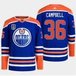 Men's Edmonton Oilers #36 Jack Campbell Royal 2024 Stanley Cup Final Patch Stitched Jersey