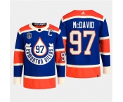 Men's Edmonton Oilers #97 Connor McDavid Royal 2024 Stanley Cup Final Patch Heritage Classic Primegreen Stitched Jersey