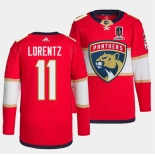 Men's Florida Panthers #11 Steven Lorentz Red Home 2024 Stanley Cup Champions Stitched Jersey