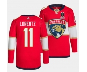 Men's Florida Panthers #11 Steven Lorentz Red Home 2024 Stanley Cup Champions Stitched Jersey