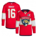 Men's Florida Panthers #16 Aleksander Barkov Red 2024 Stanley Cup Final Patch Stitched Jersey