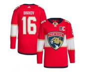 Men's Florida Panthers #16 Aleksander Barkov Red 2024 Stanley Cup Final Patch Stitched Jersey