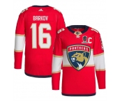 Men's Florida Panthers #16 Aleksander Barkov Red Home 2024 Stanley Cup Champions Stitched Jersey