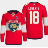 Men's Florida Panthers #18 Steven Lorentz Red 2024 Stanley Cup Final Patch Stitched Jersey