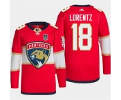 Men's Florida Panthers #18 Steven Lorentz Red 2024 Stanley Cup Final Patch Stitched Jersey