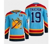 Men's Florida Panthers #19 Matthew Tkachuk Blue 2024 Stanley Cup Final Patch Reverse Retro Stitched Jersey