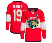 Men's Florida Panthers #19 Matthew Tkachuk Red 2024 Stanley Cup Final Patch Stitched Jersey