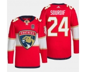 Men's Florida Panthers #24 Justin Sourdif Red 2024 Stanley Cup Final Stitched Jersey