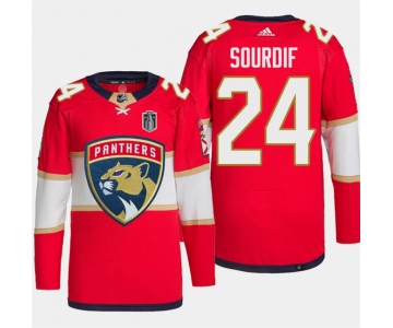 Men's Florida Panthers #24 Justin Sourdif Red 2024 Stanley Cup Final Stitched Jersey