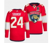 Men's Florida Panthers #24 Justin Sourdif Red Home 2024 Stanley Cup Champions Stitched Jersey