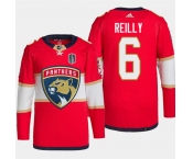 Men's Florida Panthers #6 Mike Reilly Red 2024 Stanley Cup Final Patch Stitched Jersey