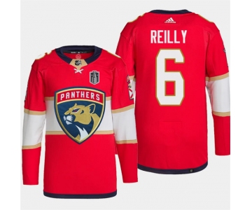 Men's Florida Panthers #6 Mike Reilly Red 2024 Stanley Cup Final Patch Stitched Jersey