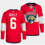 Men's Florida Panthers #6 Mike Reilly Red Home 2024 Stanley Cup Champions Stitched Jersey