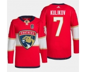 Men's Florida Panthers #7 Dmitry Kulikov Red 2024 Stanley Cup Final Patch Stitched Jersey