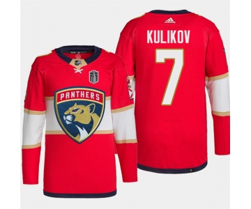 Men's Florida Panthers #7 Dmitry Kulikov Red 2024 Stanley Cup Final Patch Stitched Jersey