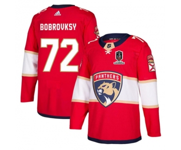 Men's Florida Panthers #72 Sergei Bobrovsky Red Home 2024 Stanley Cup Champions Stitched Jersey