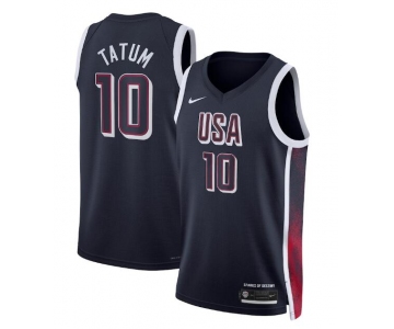 Men's USA Basketball #10 Jayson Tatum Navy 2024 Swingman Stitched Jersey