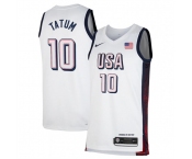 Men's USA Basketball #10 Jayson Tatum White 2024 Swingman Stitched Jersey