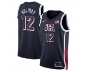 Men's USA Basketball #12 Jrue Holiday Navy 2024 Swingman Stitched Jersey