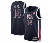 Men's USA Basketball #14 Anthony Davis Navy 2024 Swingman Stitched Jersey