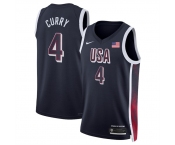 Men's USA Basketball #4 Stephen Curry Navy 2024 Swingman Stitched Jersey