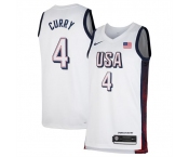 Men's USA Basketball #4 Stephen Curry White 2024 Swingman Stitched Jersey