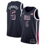 Men's USA Basketball #5 Anthony Edwards Navy 2024 Swingman Stitched Jersey