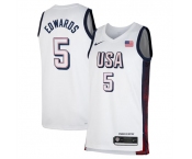 Men's USA Basketball #5 Anthony Edwards White 2024 Swingman Stitched Jersey