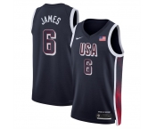 Men's USA Basketball #6 LeBron James Navy 2024 Swingman Stitched Jersey