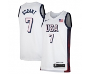 Men's USA Basketball #7 Kevin Durant White 2024 Swingman Stitched Jersey