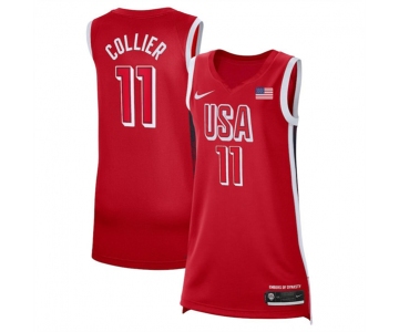 Women's USA Basketball #11 Napheesa Collier Red 2024 Swingman Stitched Jersey