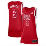 Women's USA Basketball #6 Sabrina Ionescu Red 2024 Swingman Stitched Jersey